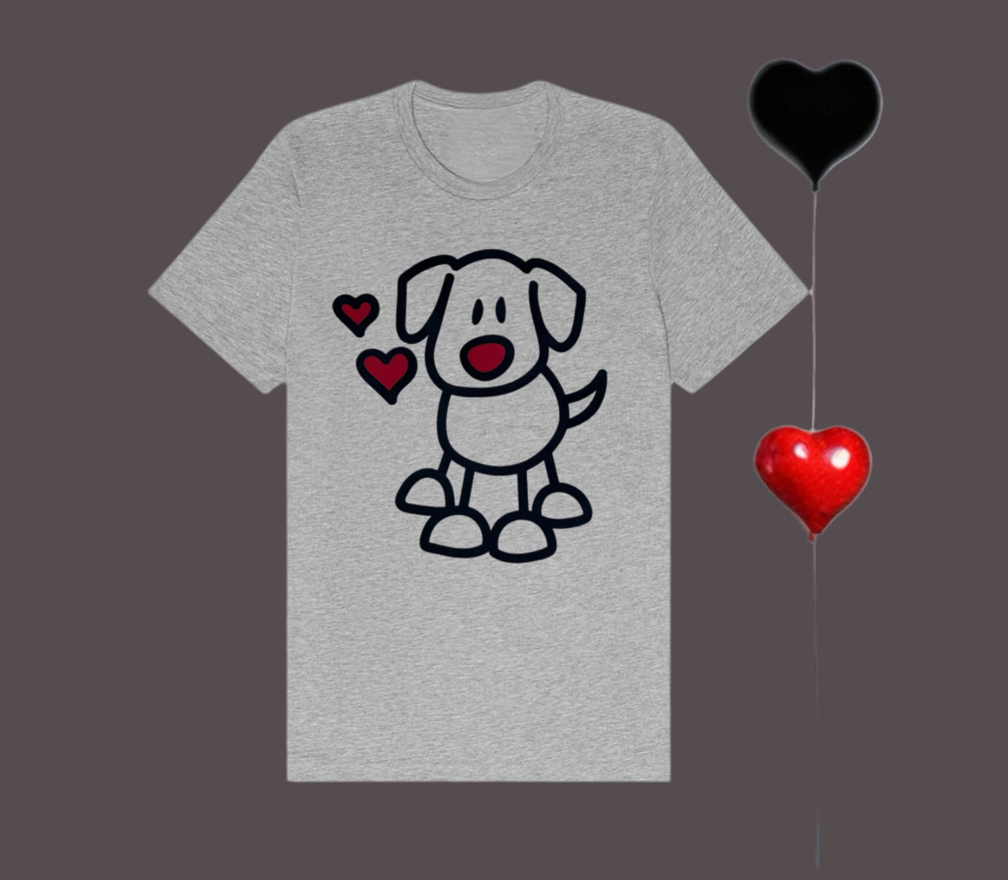 Adorable Puppy Tee – Women's Red Heart Dog Shirt