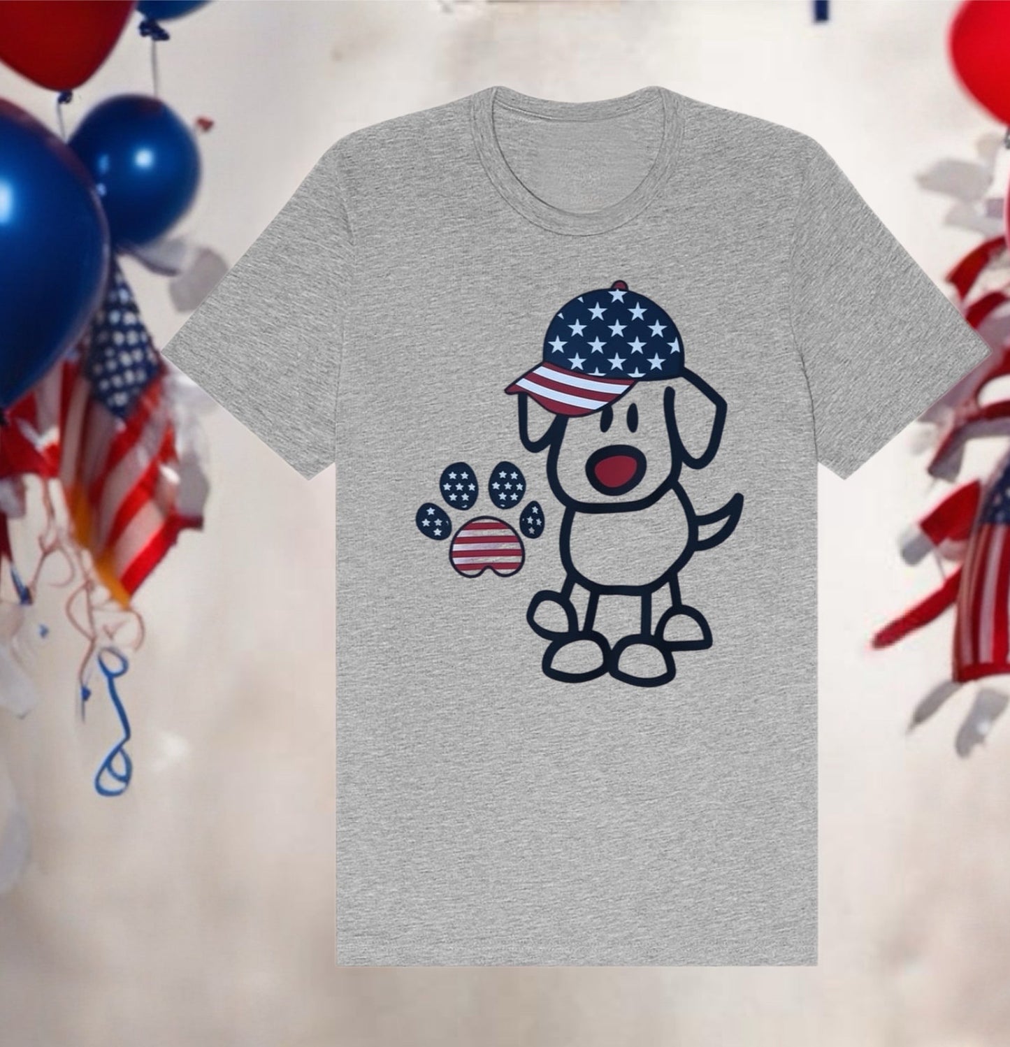 Patriotic Puppy Tee for Women – Red White & Blue Style