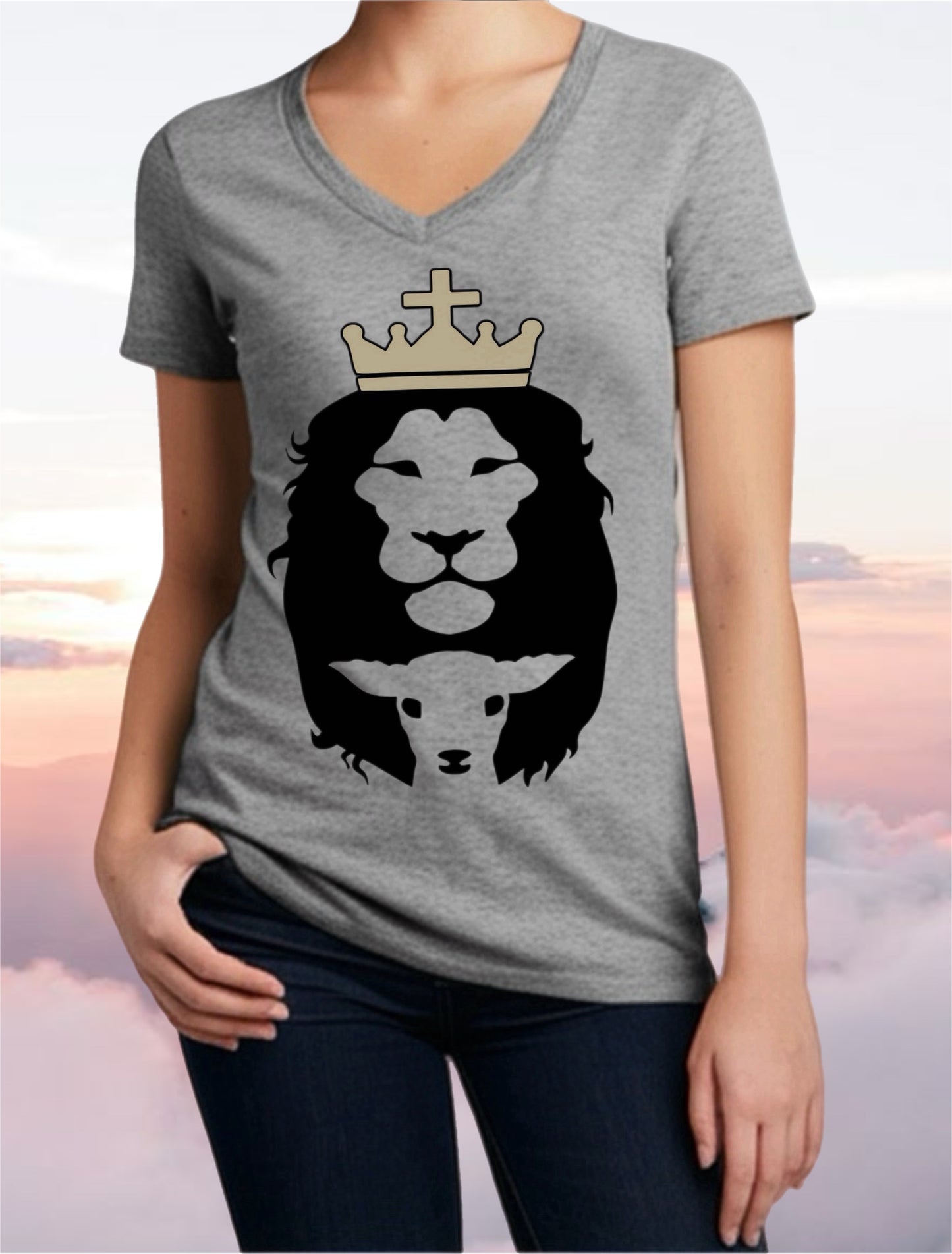Lion and Lamb Christian T-Shirt – Jesus Symbol