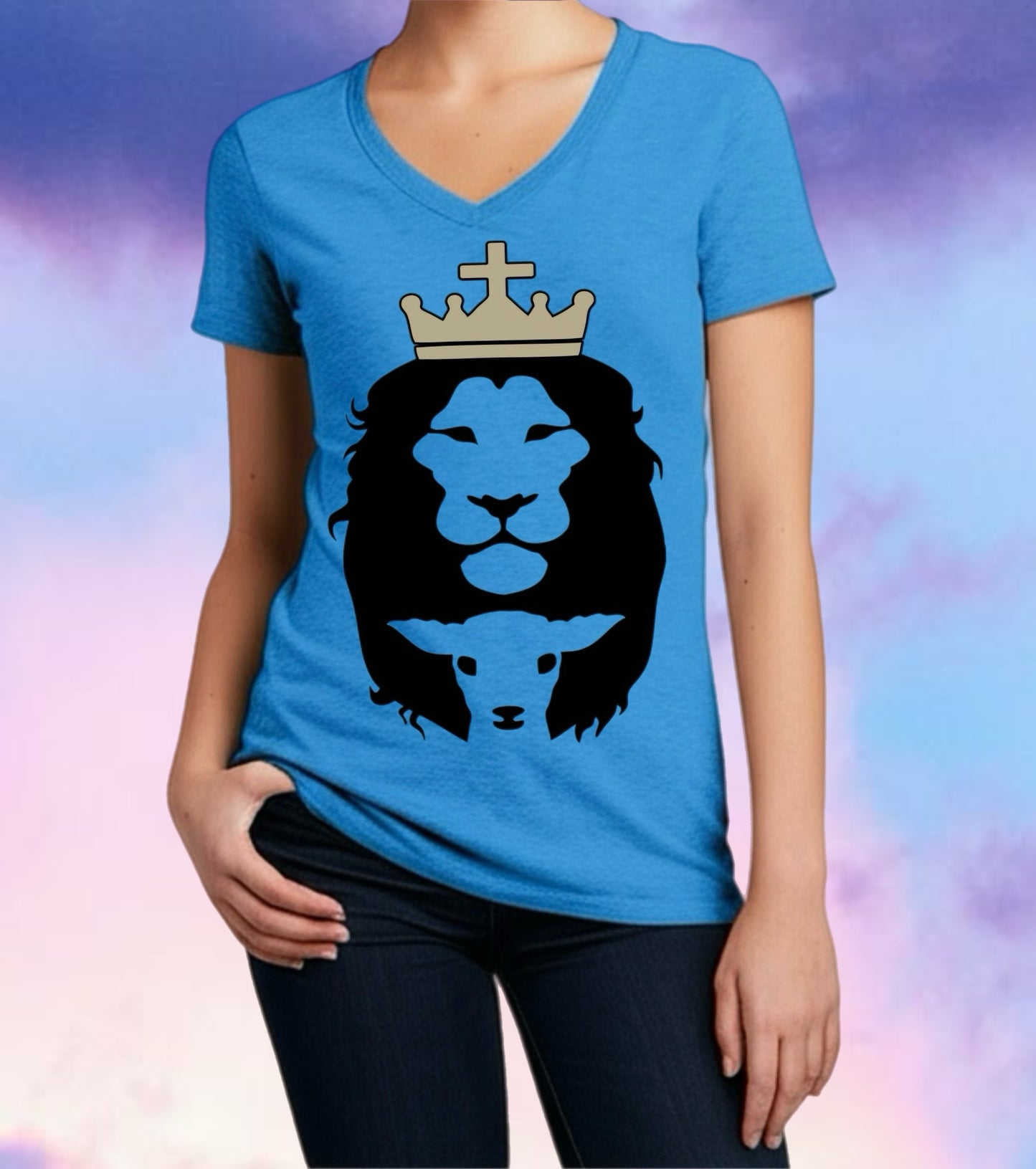 Lion and Lamb Christian T-Shirt – Jesus Symbol