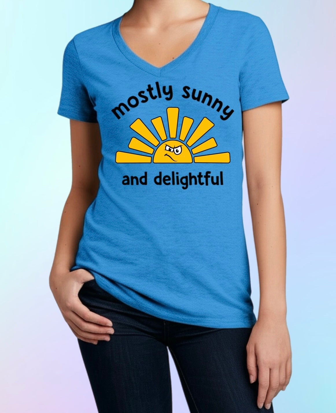 Mostly Sunny Tee – Cute & Snarky Women’s Shirt