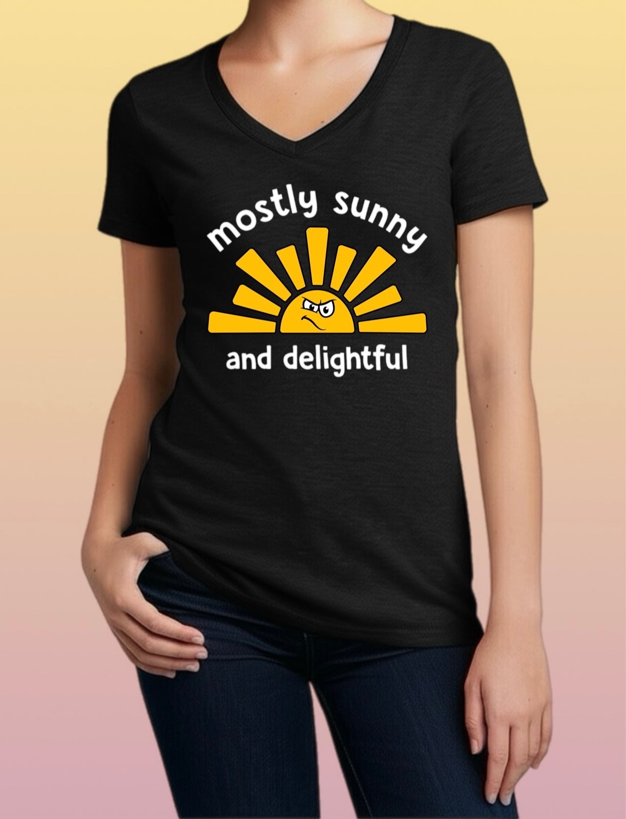 Mostly Sunny Tee – Cute & Snarky Women’s Shirt