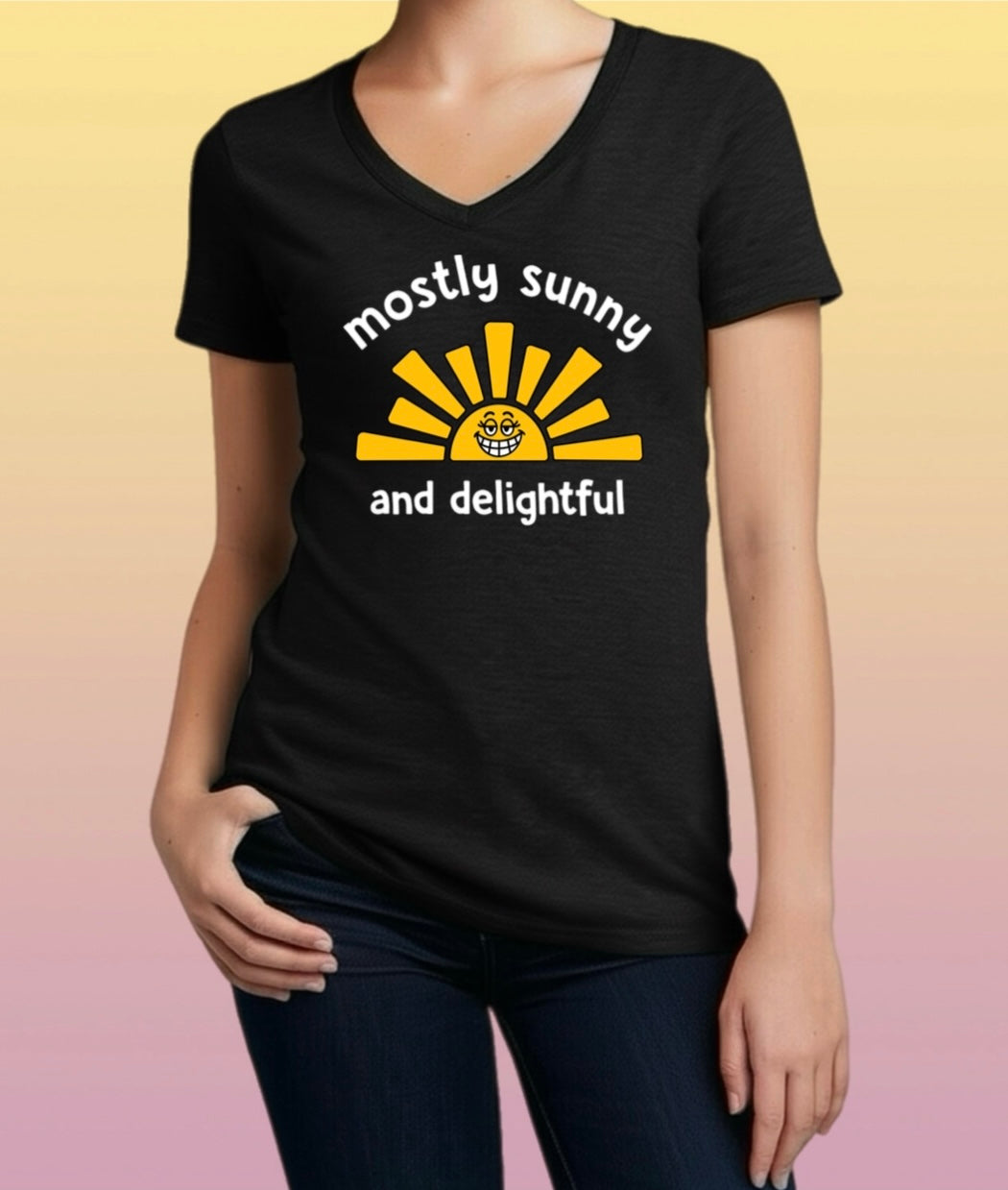 Mostly Sunny Tee – Cute & Snarky Women’s Shirt