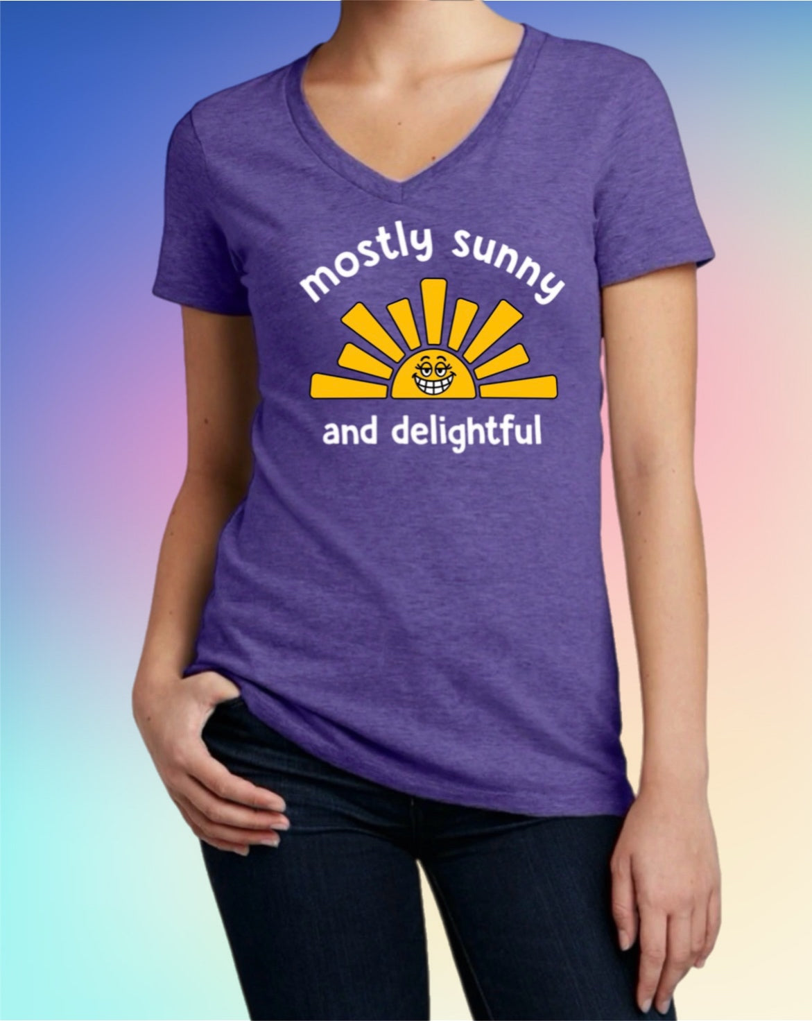 Mostly Sunny Tee – Cute & Snarky Women’s Shirt