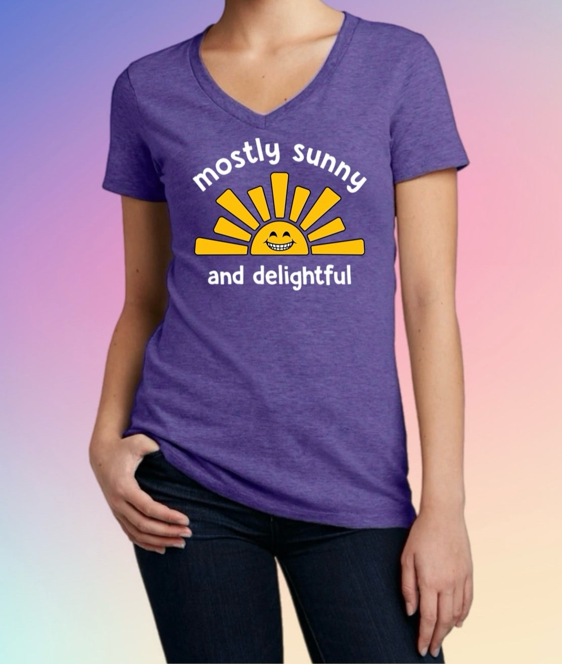 Mostly Sunny Tee – Cute & Snarky Women’s Shirt