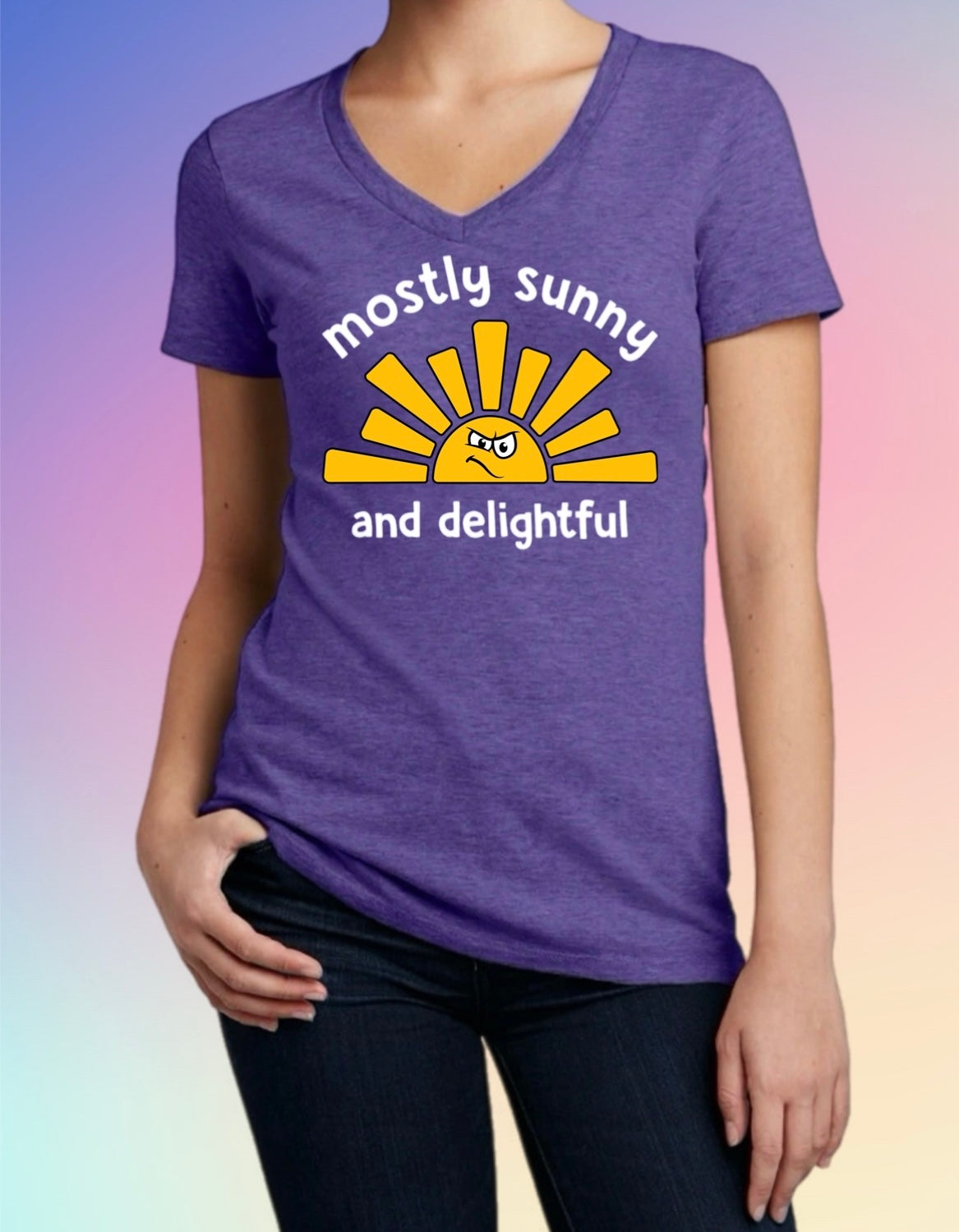 Mostly Sunny Tee – Cute & Snarky Women’s Shirt