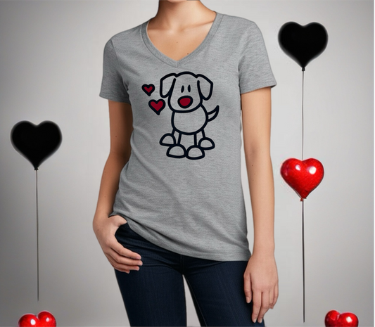 Adorable Puppy Tee – Women's Red Heart Dog Shirt