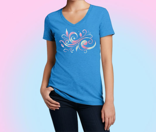 Women's Glittery Pastel Tee – Artistic & Trendy Design