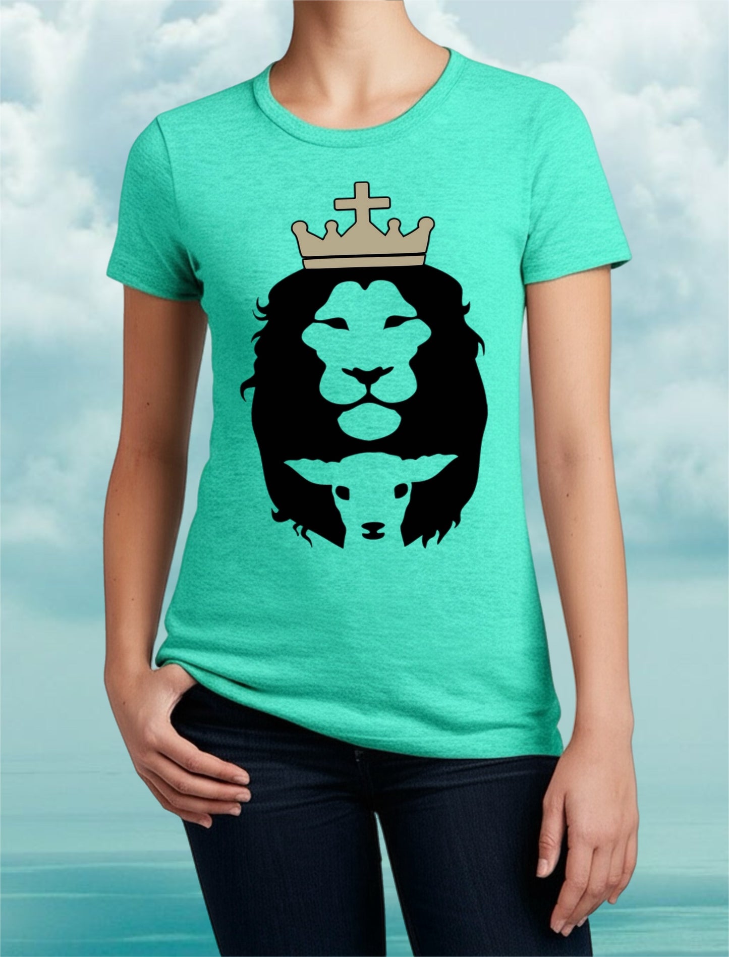 Lion and Lamb Christian T-Shirt – Jesus Symbol