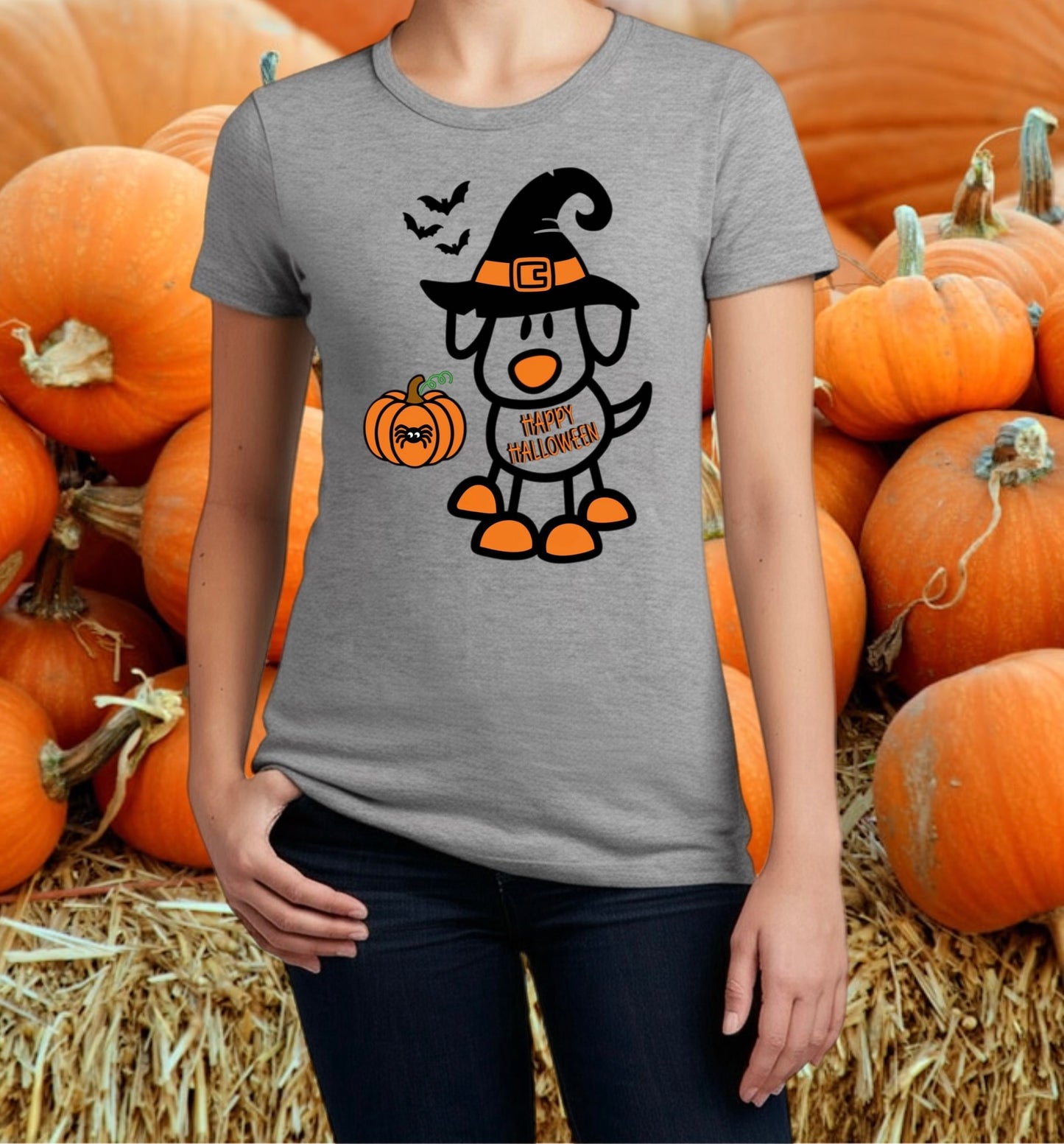 Halloween Dog Tee – Cute Women’s Graphic Shirt